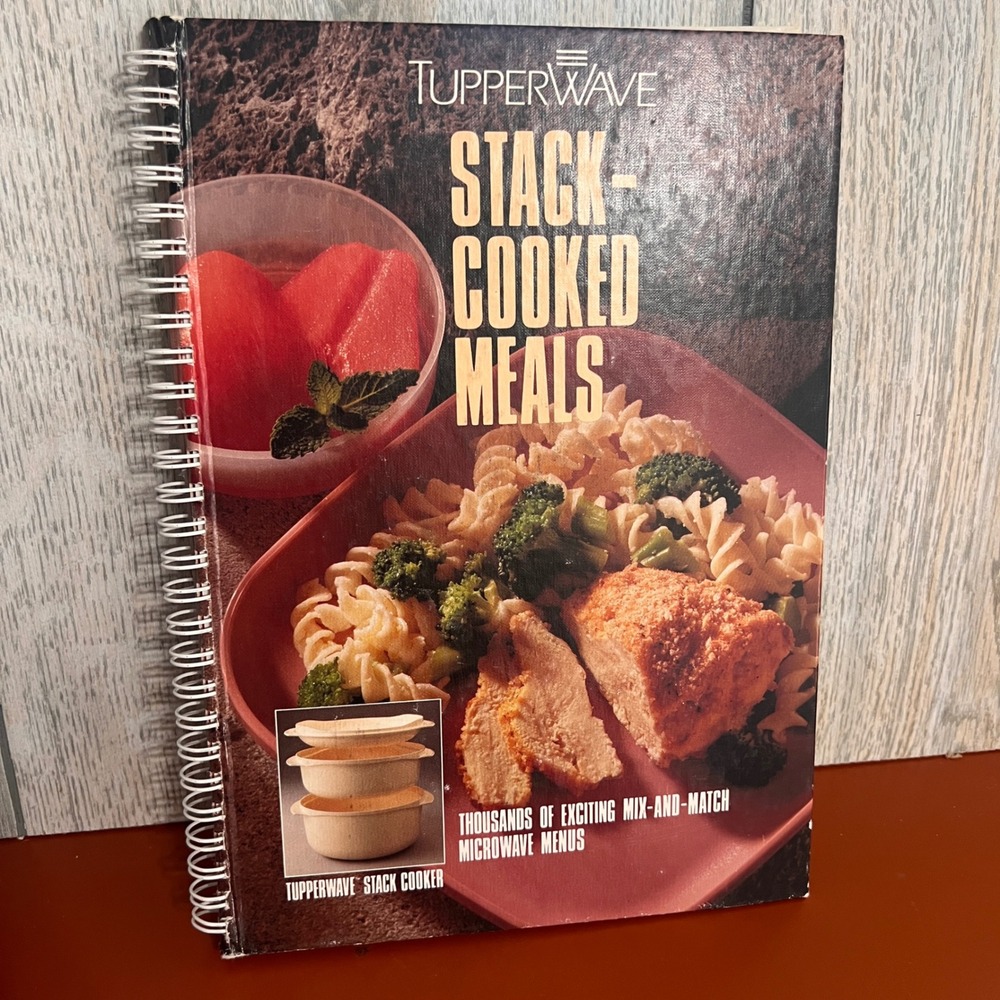 Vintage 1990 Tupperware TupperWave Stack-Cooked Meals Microwave Cookbook Spiral